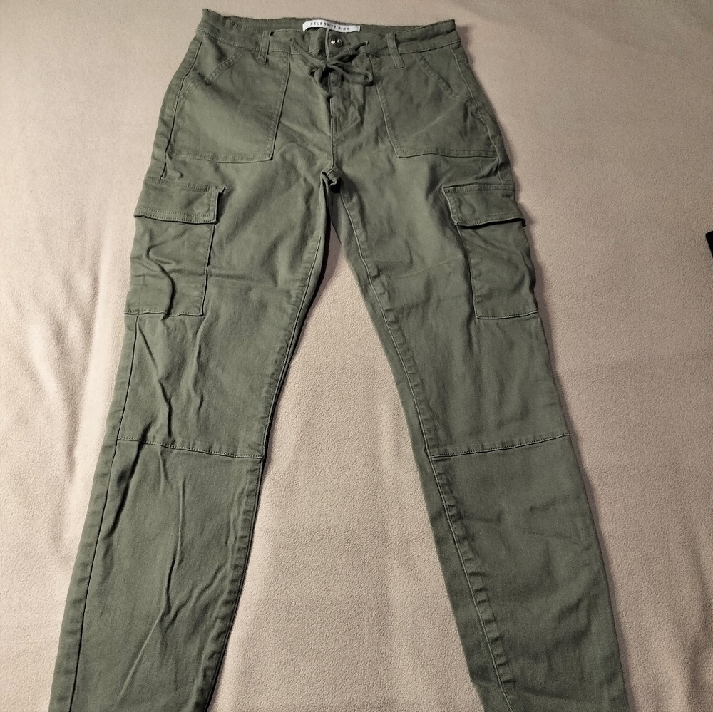Celebrity Pink Women's Olive Cargo Pants High Rise Skinny Sz 7/28 - Picture 1 of 13